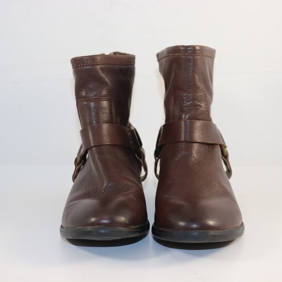 Frye Phillip Harness Short Boots Size 4Y (Women’s 6) Brown Leather Moto Style - Picture 3 of 6